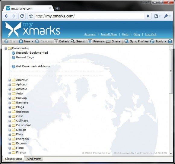 Lista de favorite poate fi modificata si online, pe Xmarks.com