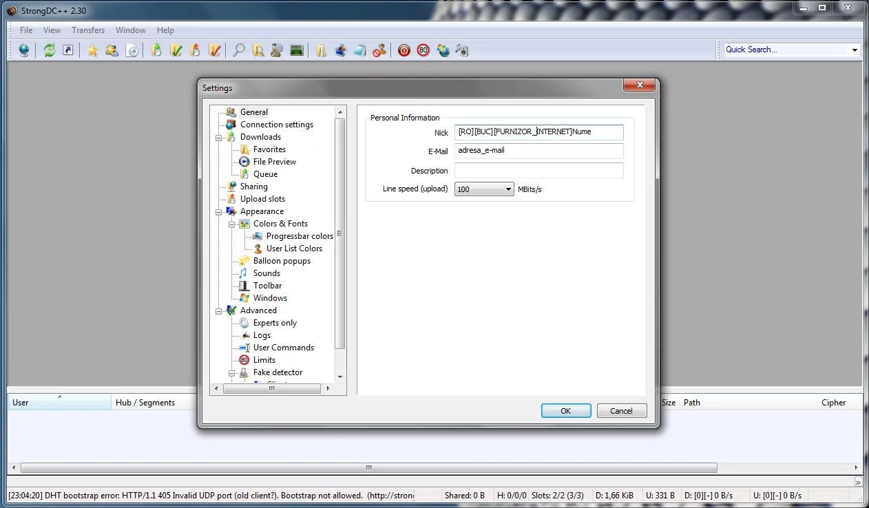 configurare strong dc++