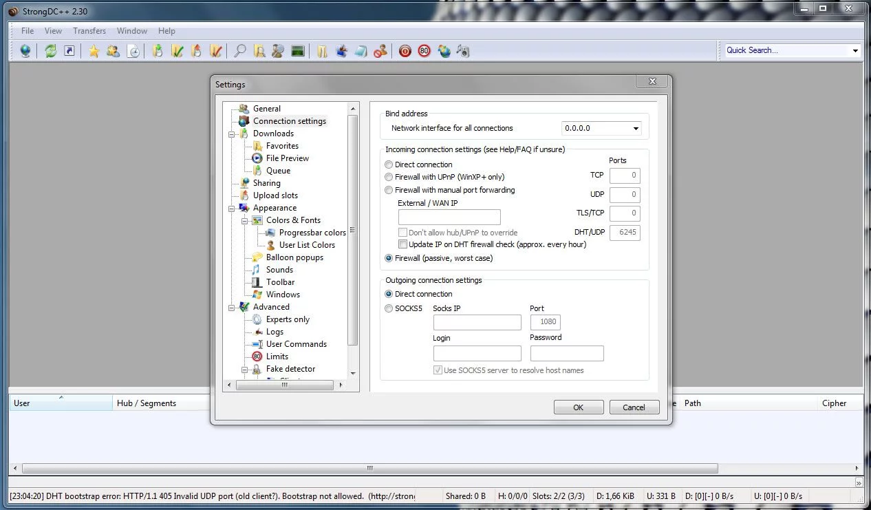 configurare strong dc++