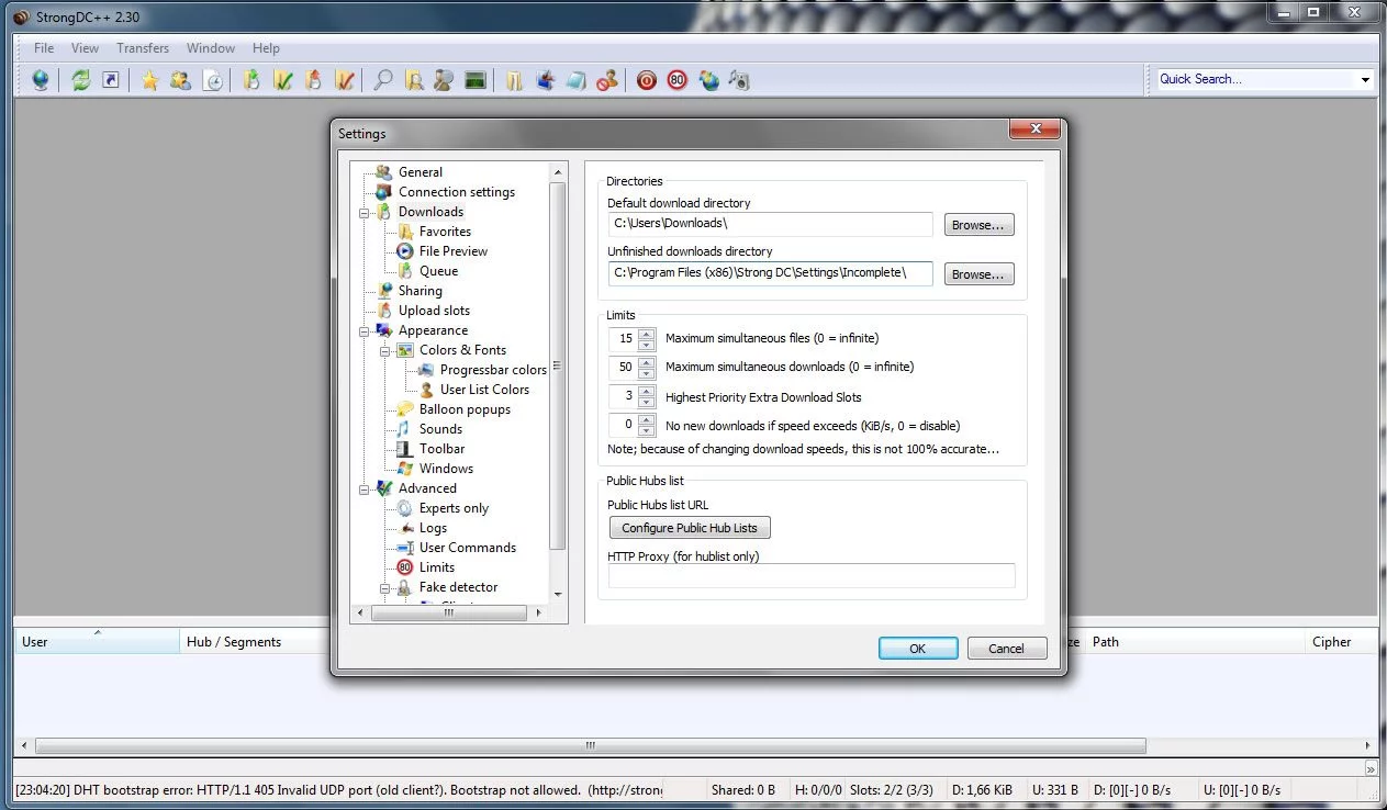 configurare strong dc++