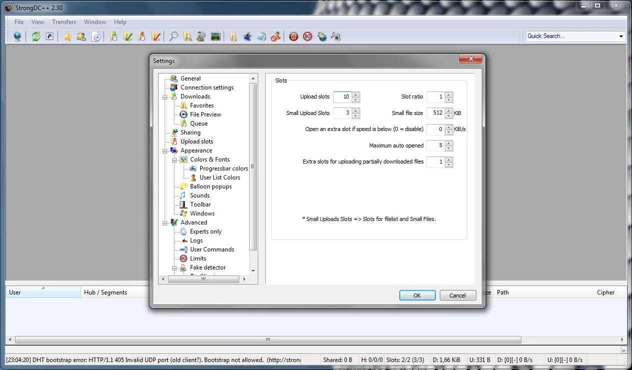 configurare strong dc++