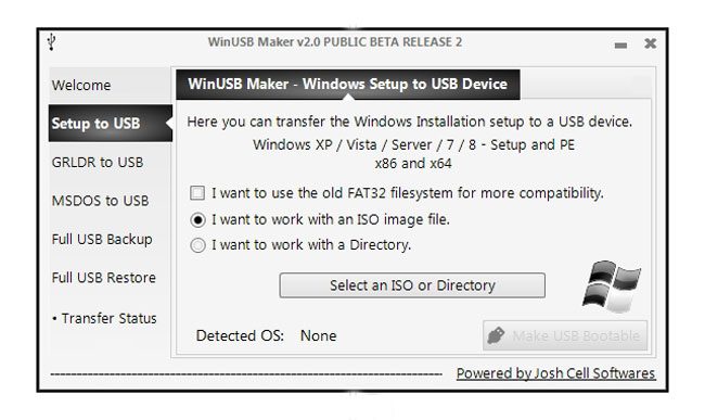 Poti incerca si WinUSBMaker pentru a face un stick bootabil cu sistem de operare Windows