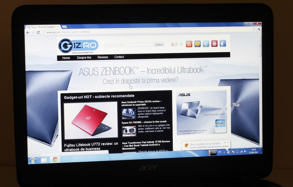 gizro Acer Aspire S5 faca fata fara probleme utilizarii zilnice si task-urile ceva mai complexe