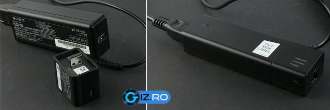 Incarcatorul inglobeaza un slot USB, iar Sony ofera un dongle Ethernet-Wireless gratuit