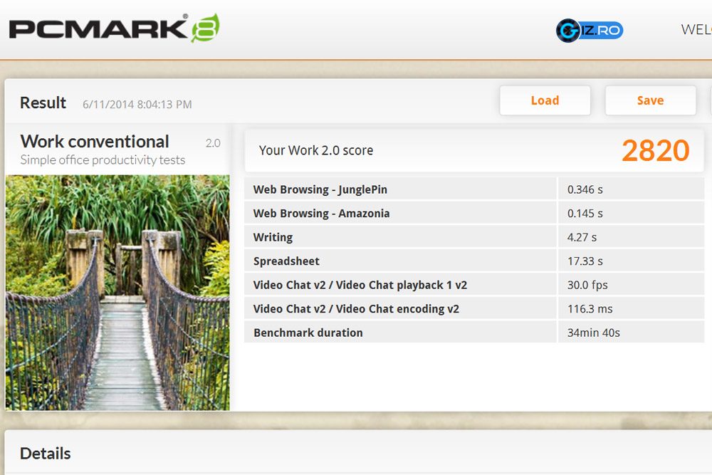 Rezultate obtinute in benchmarkuri