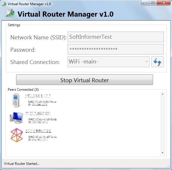 Oprirea aplicatiei Virtual Router