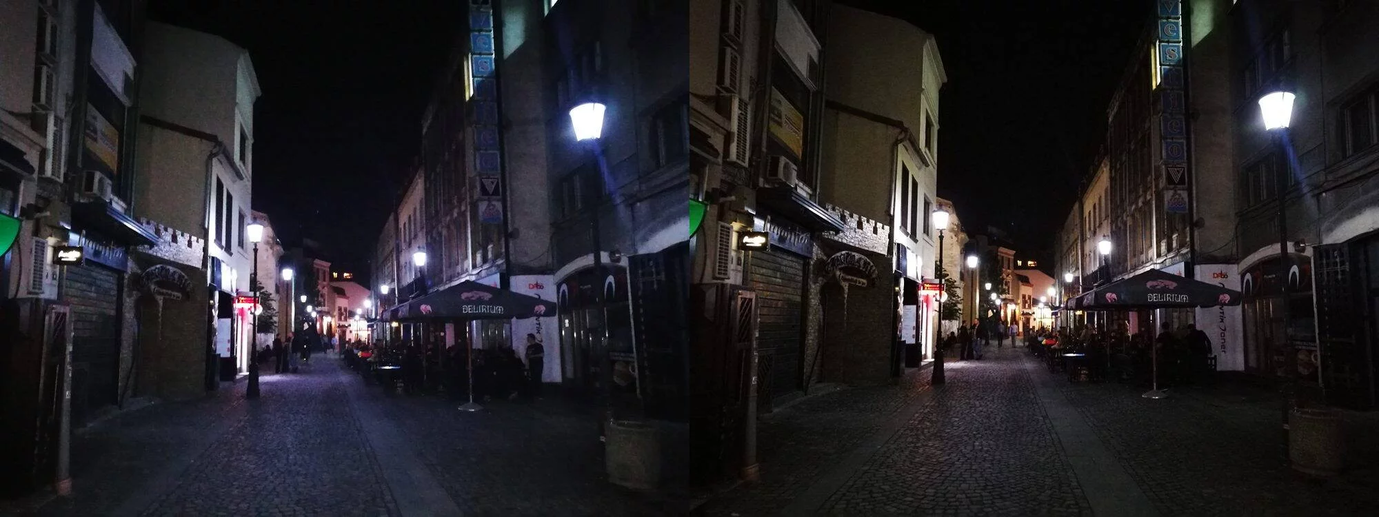 Poza cu Huawei P9 cu flash on (stanga) si flash off (dreapta)
